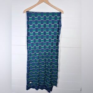 Echo Blue and Green Color Block Geometric Scarf 18 X 75